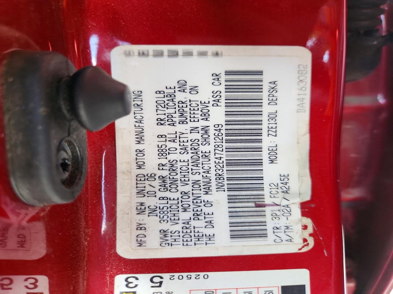 2007 Toyota Corolla S Красный vin: 1NXBR32E47Z812649