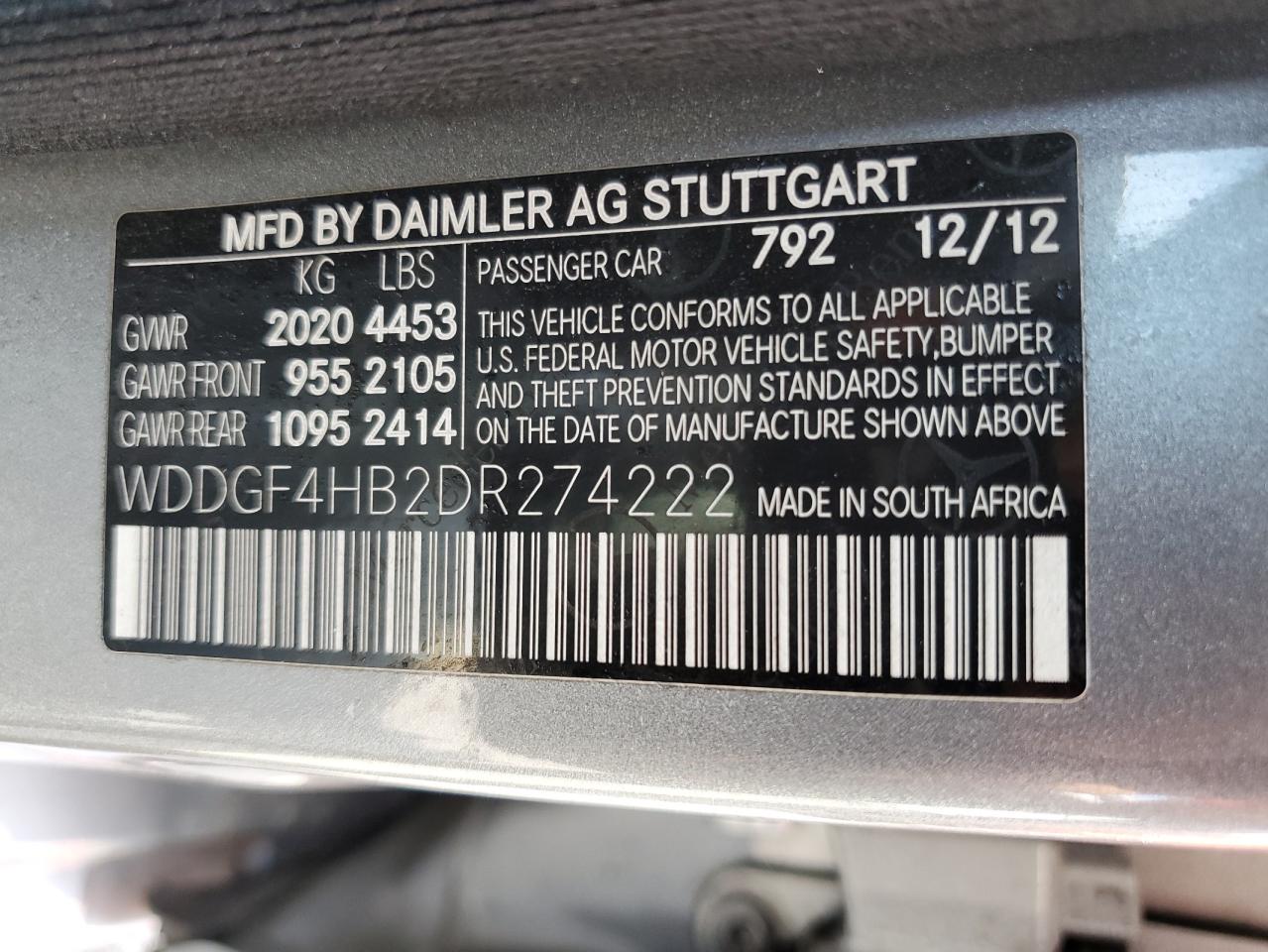 2013 Mercedes-benz C 250 Gray vin: WDDGF4HB2DR274222