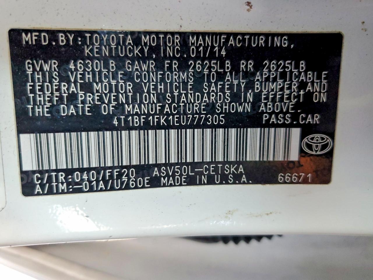 2014 Toyota Camry Se White vin: 4T1BF1FK1EU777305