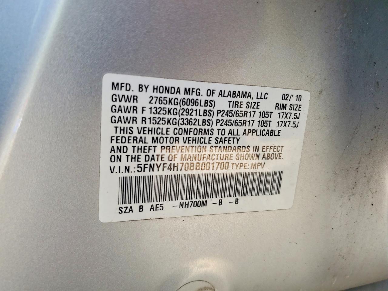 2011 Honda Pilot Exln Серебряный vin: 5FNYF4H70BB001700