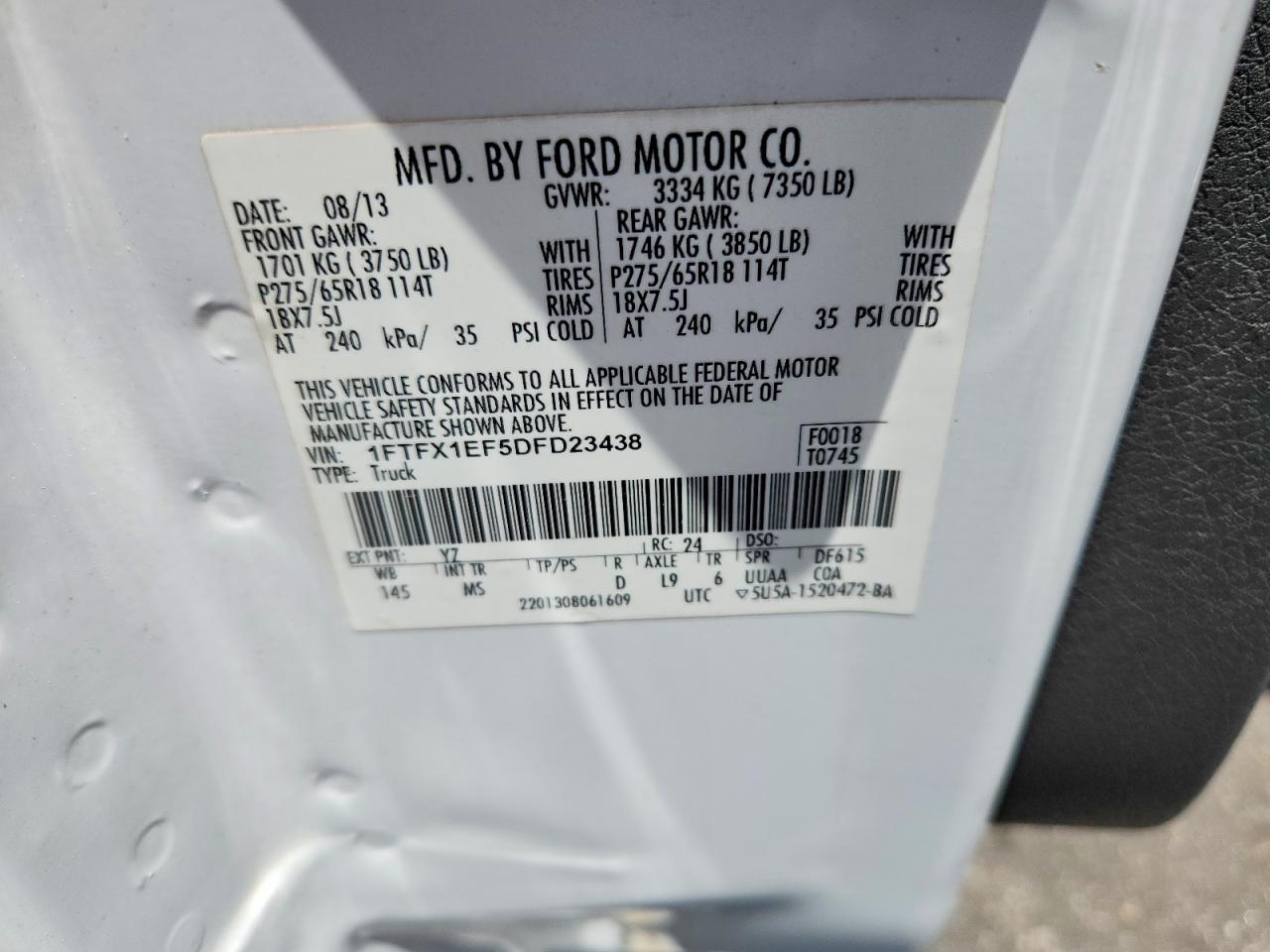 2013 Ford F150 Super Cab Белый vin: 1FTFX1EF5DFD23438