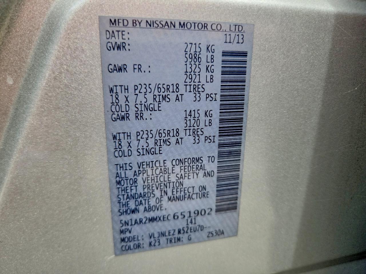 2014 Nissan Pathfinder Sv Серебряный vin: 5N1AR2MMXEC651902
