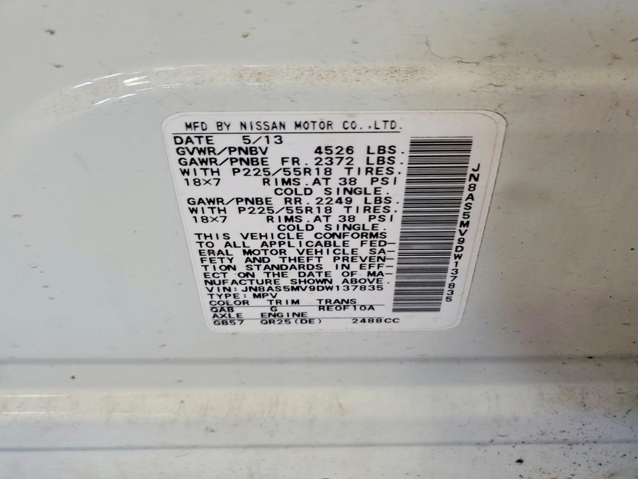 2013 Nissan Rogue S White vin: JN8AS5MV9DW137835