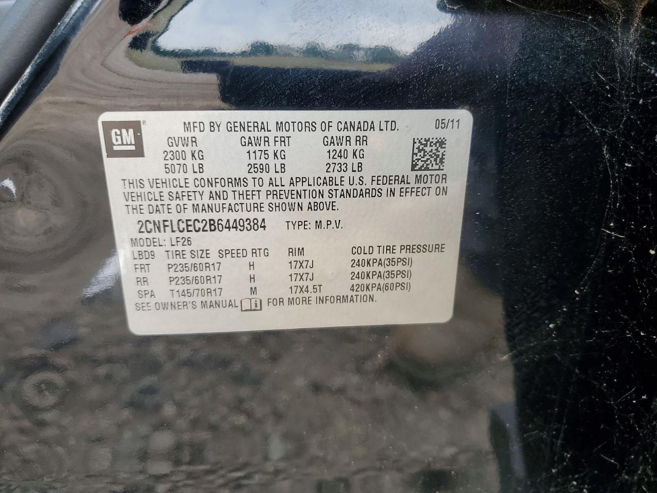 2011 Chevrolet Equinox Ls Black vin: 2CNFLCEC2B6449384