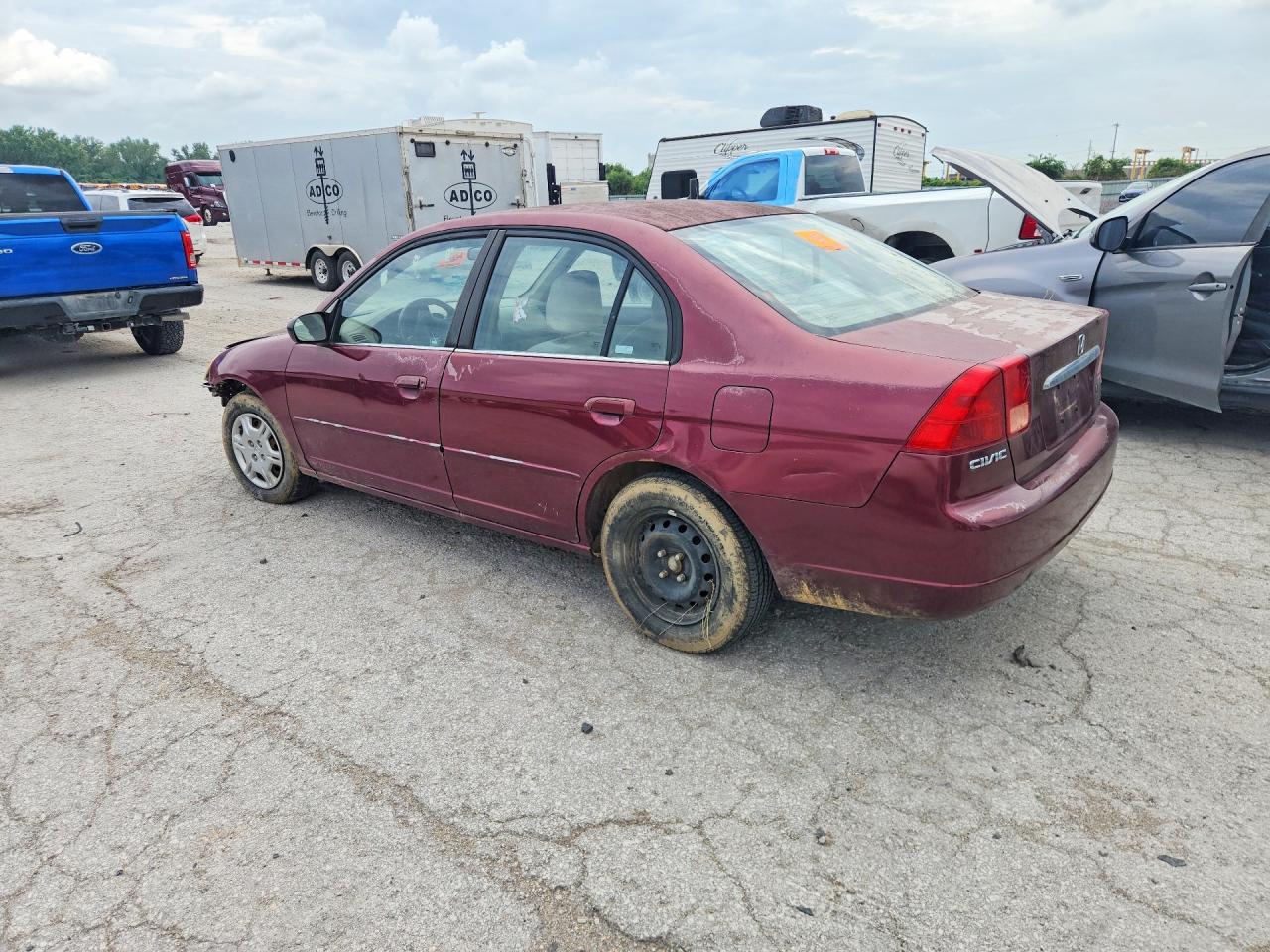 2002 Honda Civic Lx Темно-бордовый vin: 2HGES16672H520794