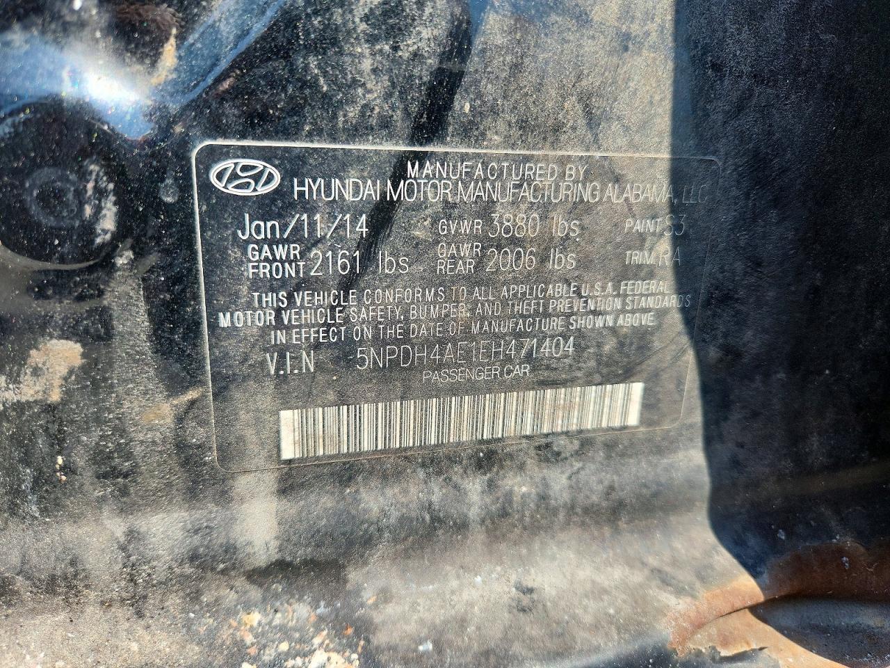 2014 Hyundai Elantra Se Black vin: 5NPDH4AE1EH471404
