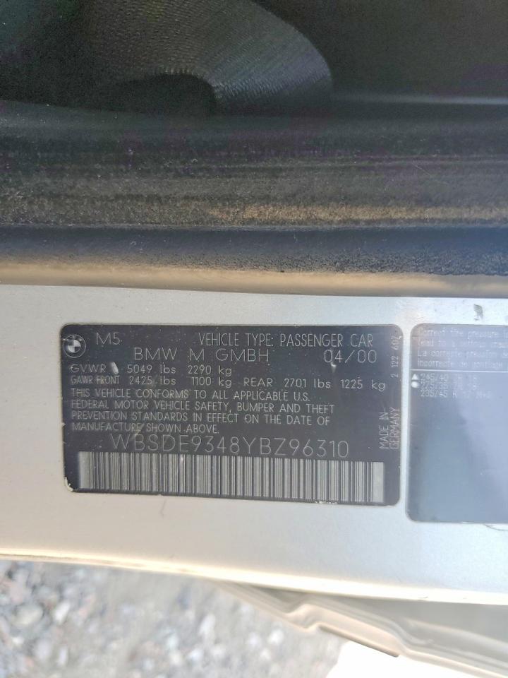 2000 Bmw M5 Silver vin: WBSDE9348YBZ96310