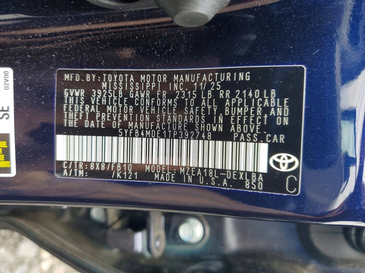 2026 Toyota Corolla Le Blue vin: 5YFB4MDE1TP392748