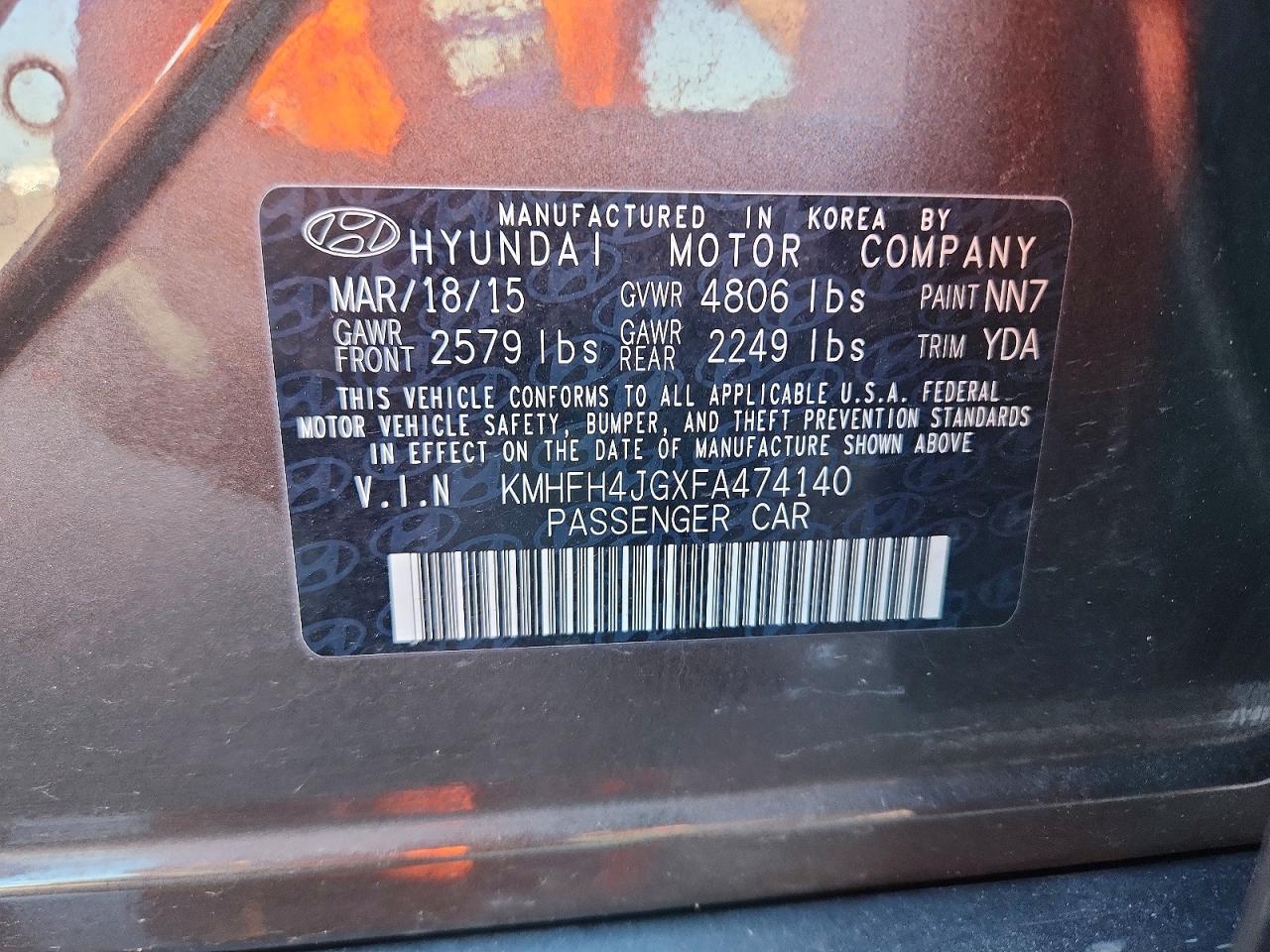 2015 Hyundai Azera Limited Brown vin: KMHFH4JGXFA474140