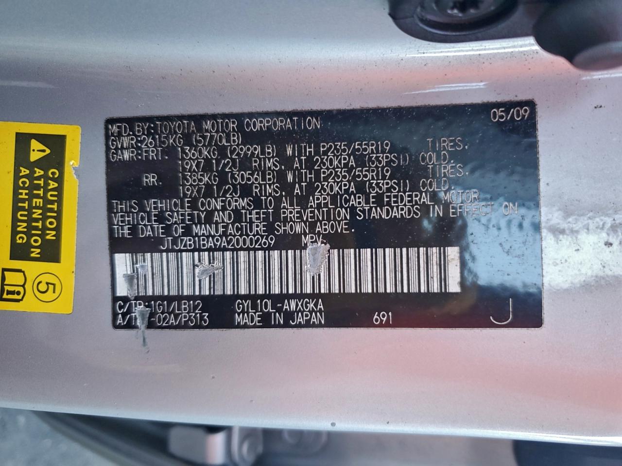 2010 Lexus Rx 450h Silver vin: JTJZB1BA9A2000269