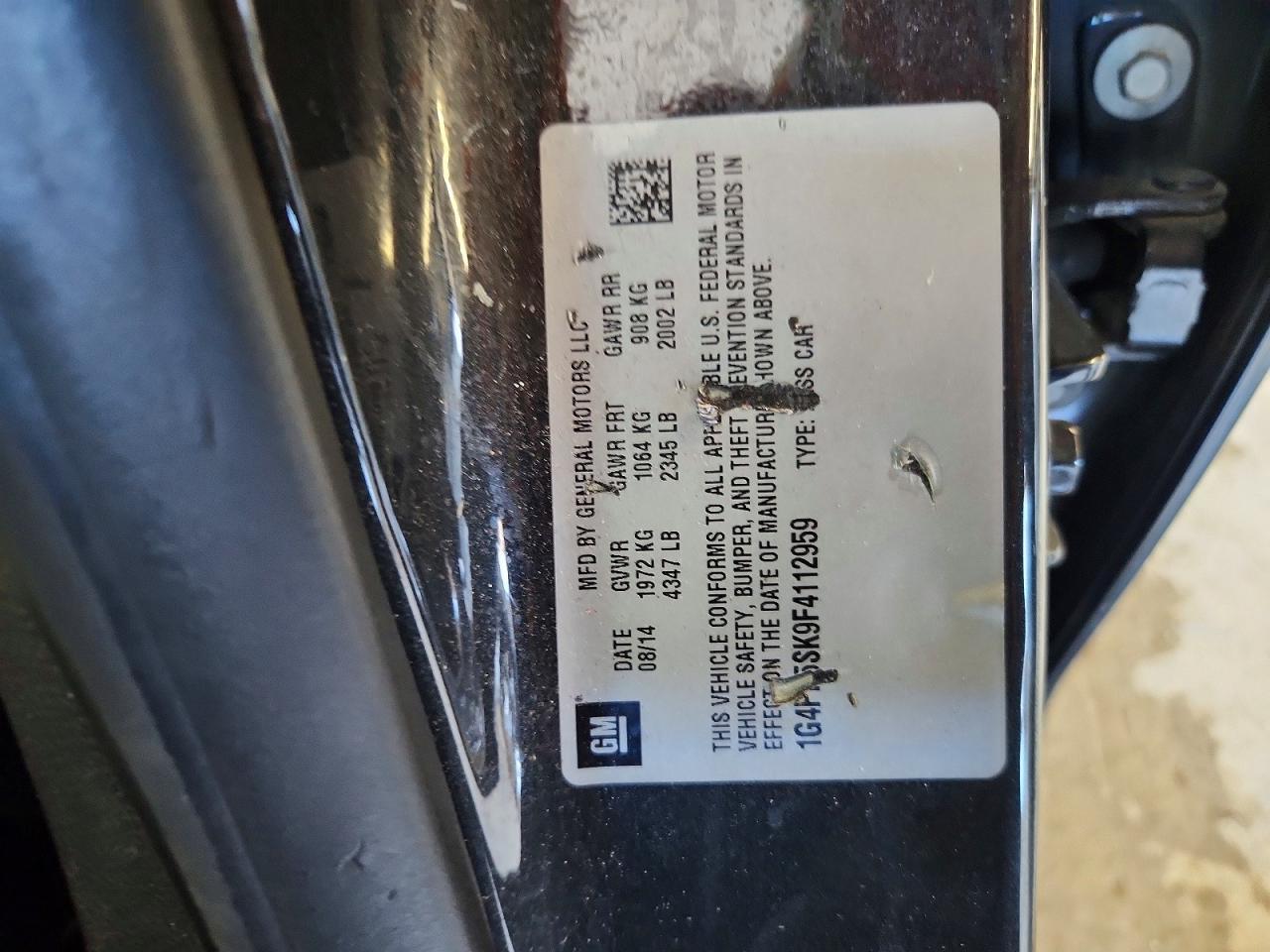 2015 Buick Verano Black vin: 1G4PP5SK9F4112959