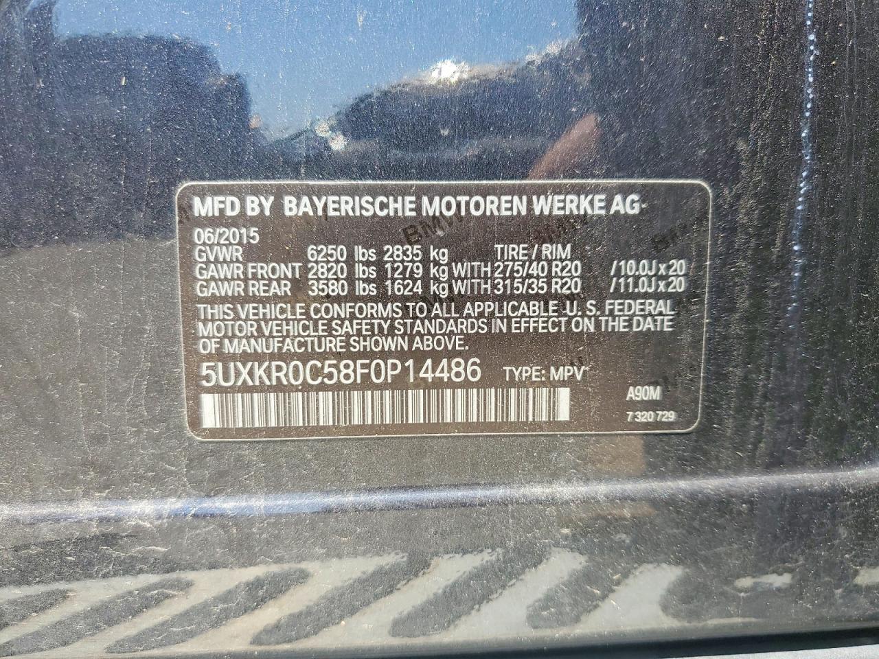 2015 Bmw X5 Xdrive35i Угольный vin: 5UXKR0C58F0P14486