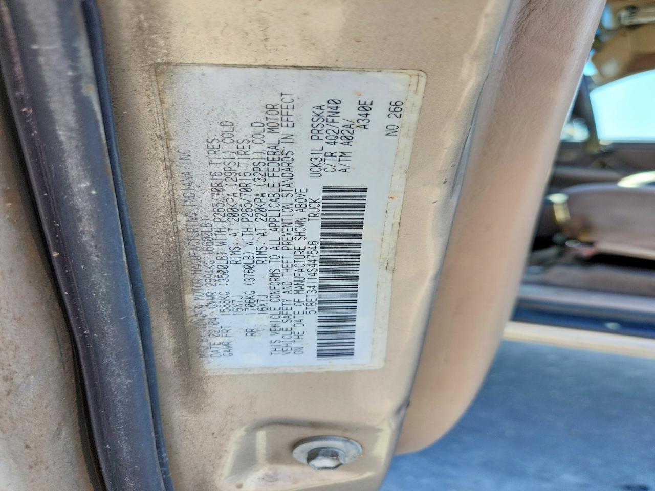 2004 Toyota Tundra Double Cab Sr5 Tan vin: 5TBET34114S447546