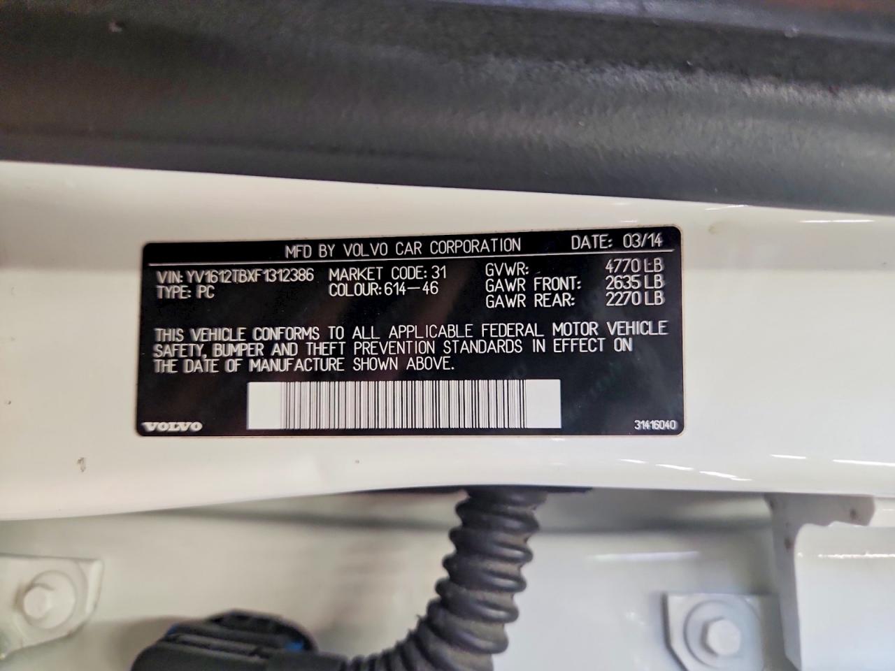 2015 Volvo S60 Premier White vin: YV1612TBXF1312386