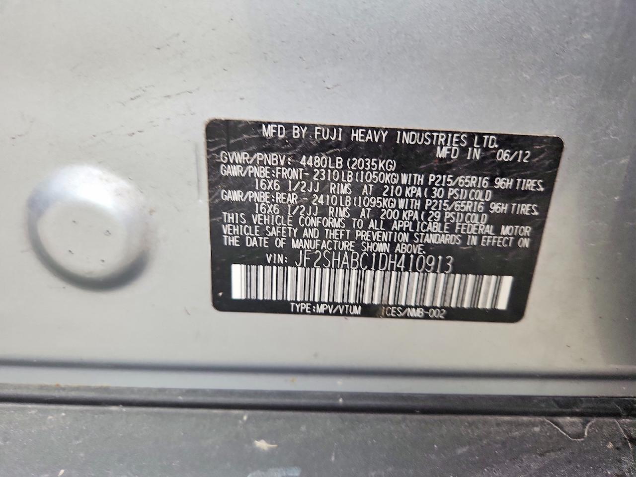2013 Subaru Forester 2.5x Серебряный vin: JF2SHABC1DH410913