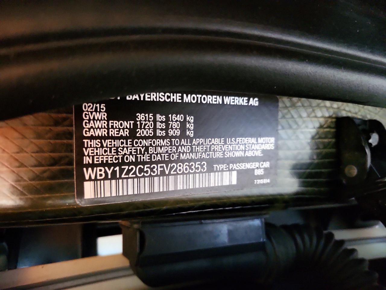 2015 Bmw I3 Bev White vin: WBY1Z2C53FV286353