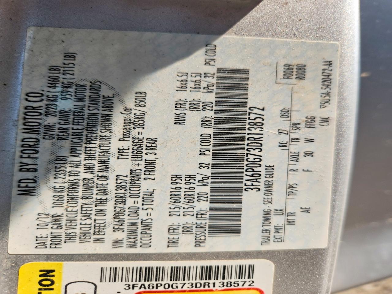 2013 Ford Fusion S Silver vin: 3FA6P0G73DR138572