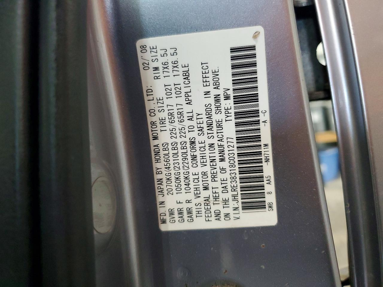 2008 Honda Cr-v Lx Silver vin: JHLRE38318C031277