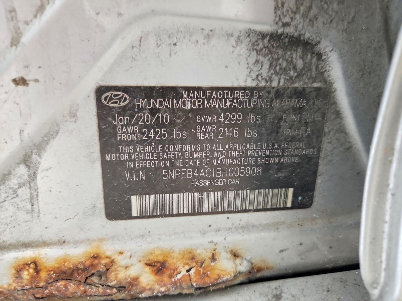 2011 Hyundai Sonata Gls Silver vin: 5NPEB4AC1BH005908
