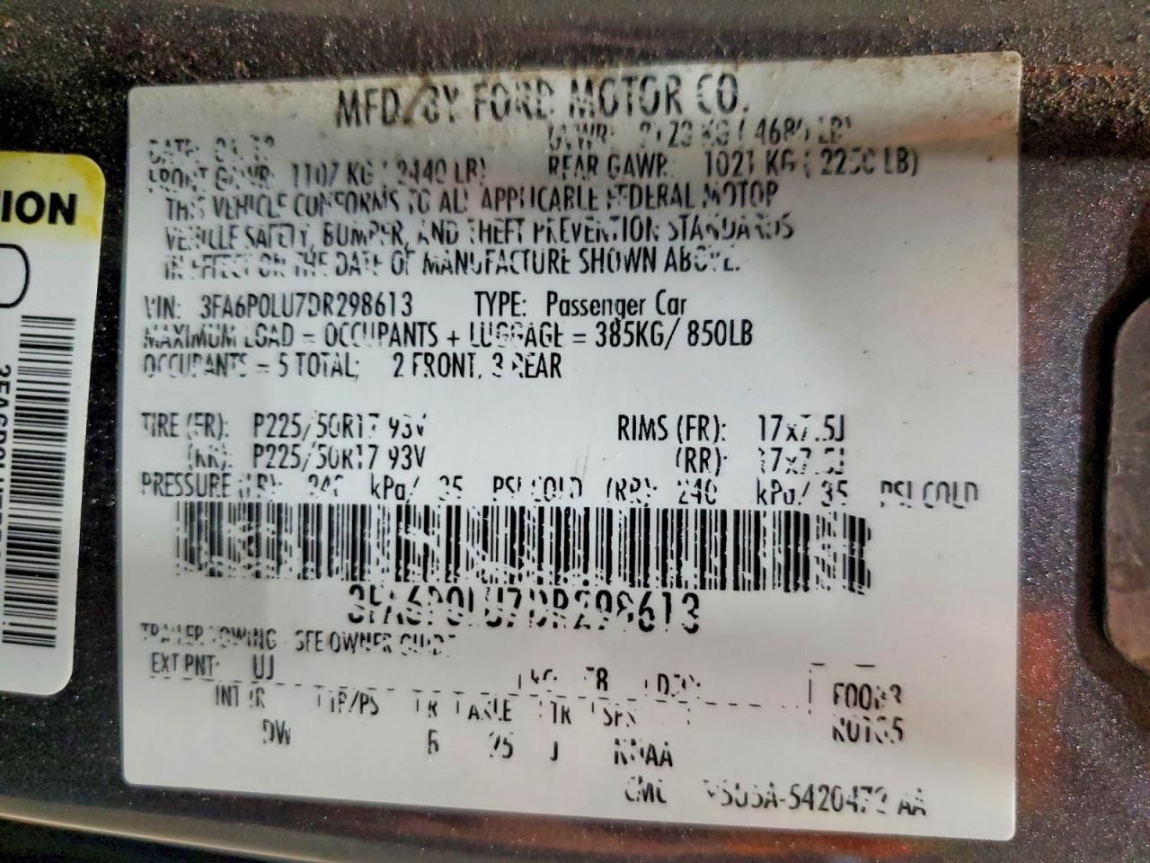 2013 Ford Fusion Se Hybrid Gray vin: 3FA6P0LU7DR298613