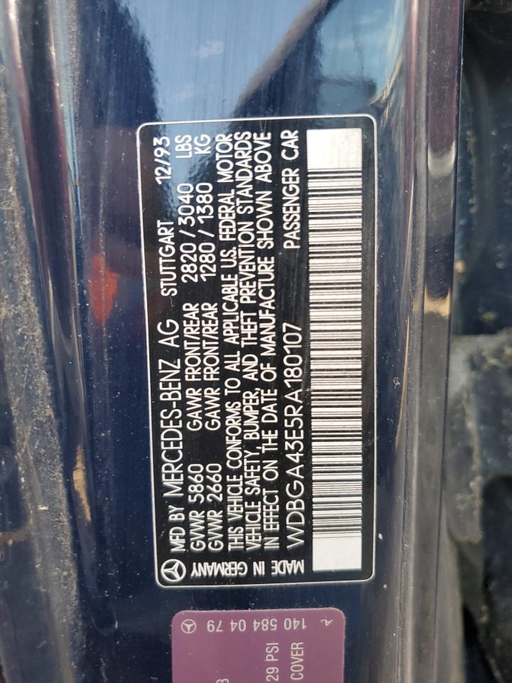 1994 Mercedes-benz S 420 Синий vin: WDBGA43E5RA180107