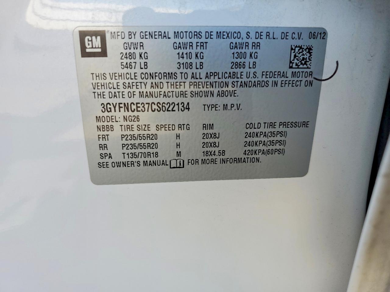 2012 Cadillac Srx Premium Collection White vin: 3GYFNCE37CS622134