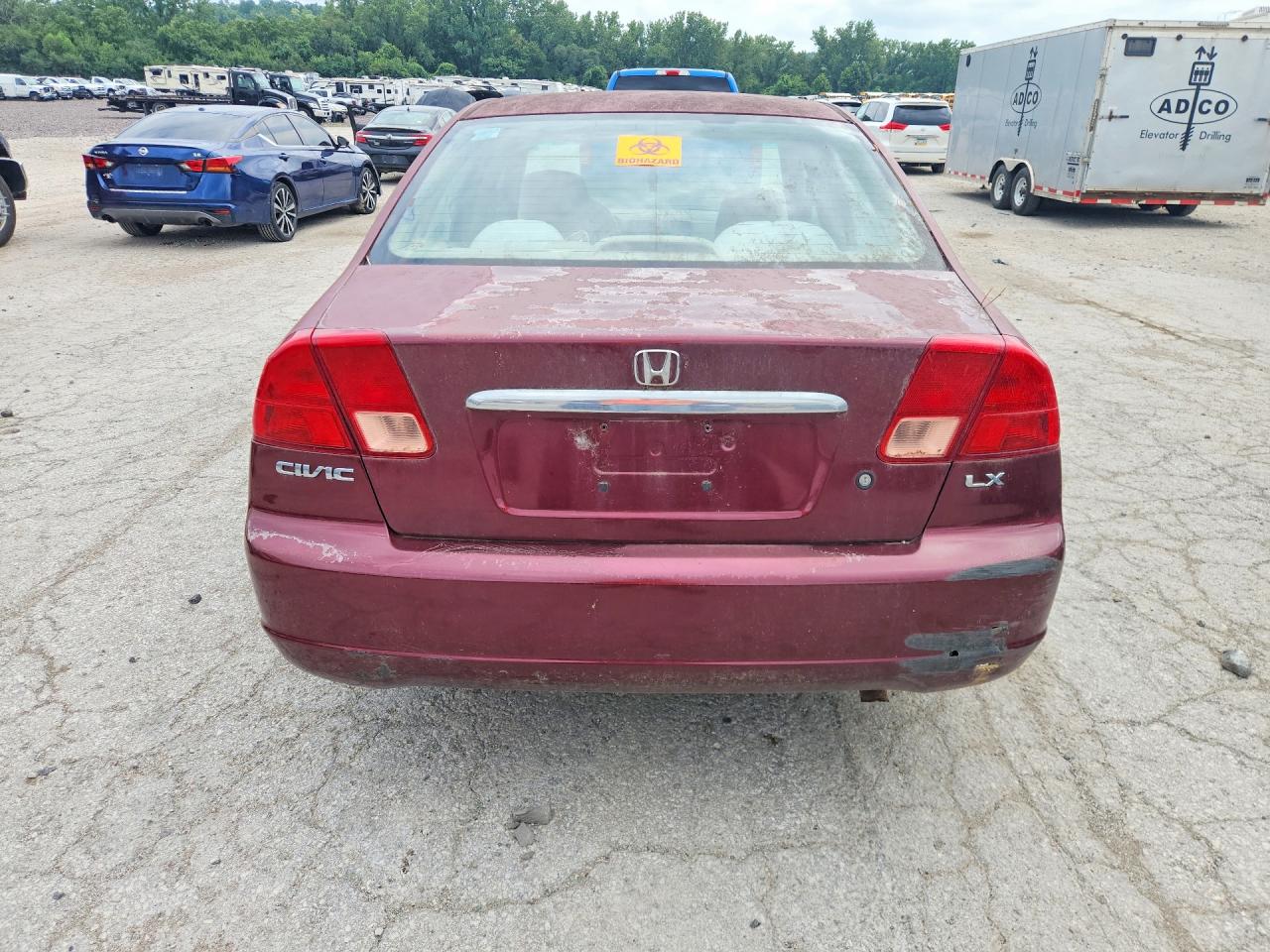 2002 Honda Civic Lx Темно-бордовый vin: 2HGES16672H520794