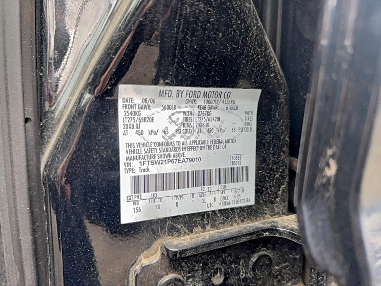2007 Ford F250 Super Duty Black vin: 1FTSW21P67EA79010
