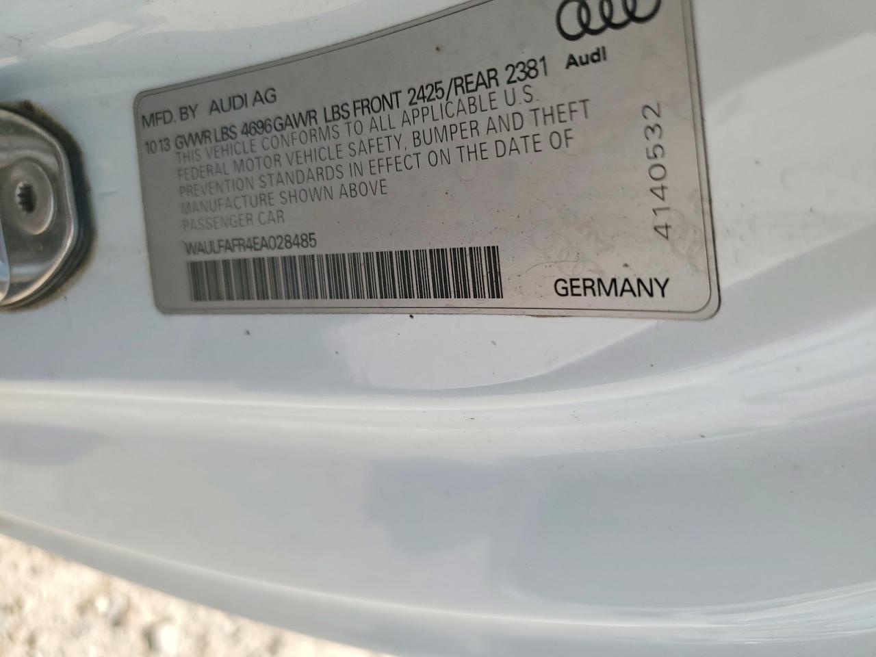 2014 Audi A5 Premium Plus White vin: WAULFAFR4EA028485