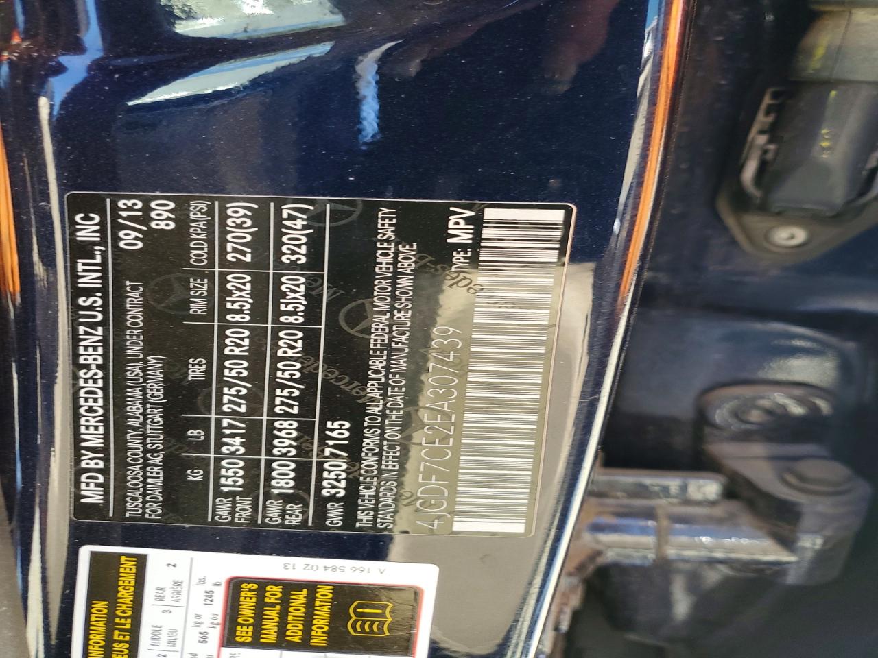 2014 Mercedes-benz Gl 450 4matic Blue vin: 4JGDF7CE2EA307439
