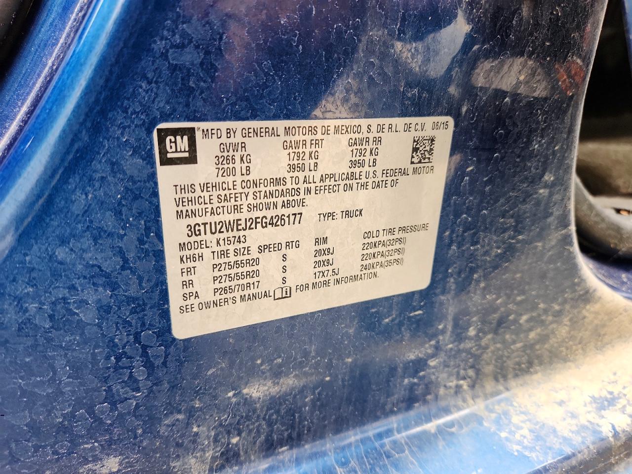 2015 Gmc Sierra K1500 Denali Blue vin: 3GTU2WEJ2FG426177
