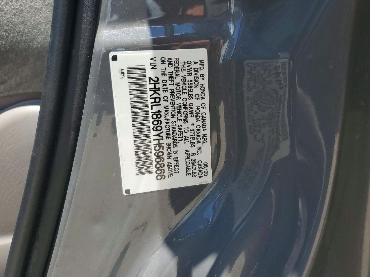 2000 Honda Odyssey Ex Серебряный vin: 2HKRL1869YH596866