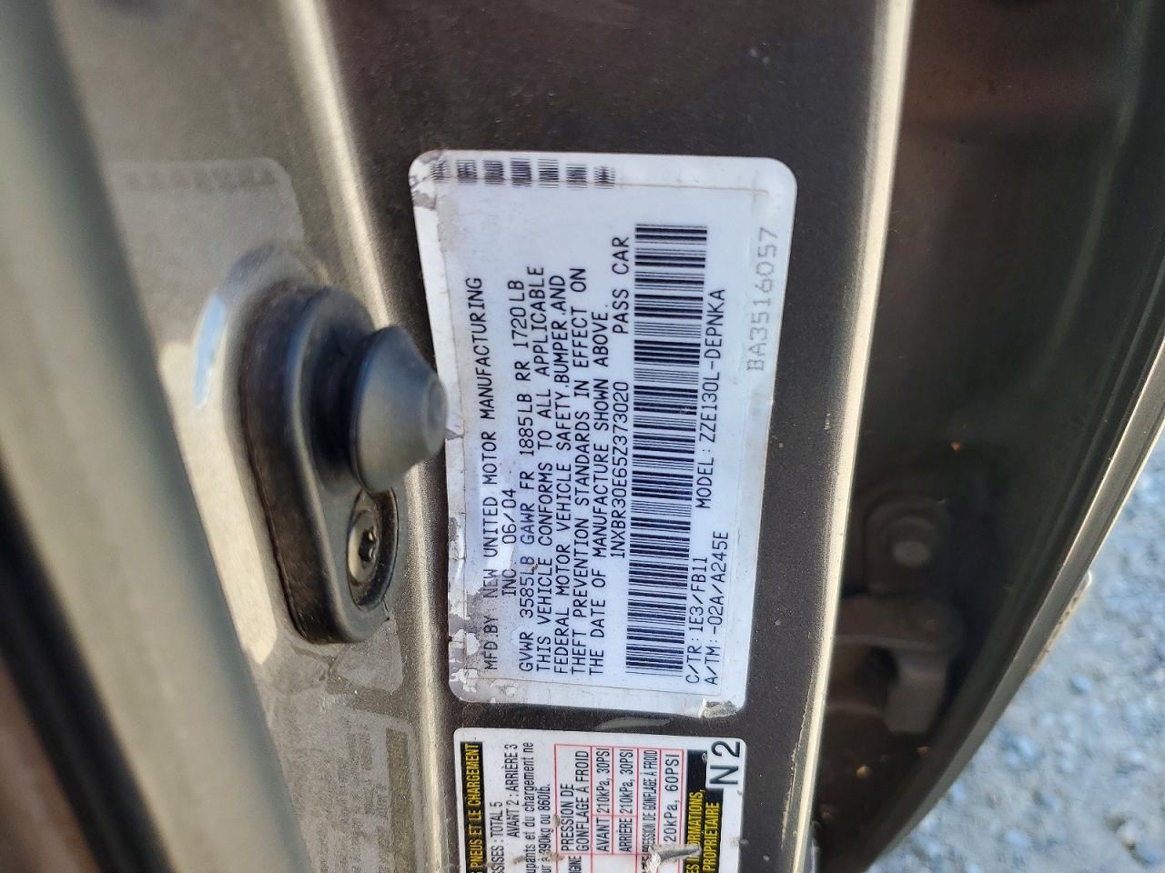 2005 Toyota Corolla Le Gray vin: 1NXBR30E65Z373020