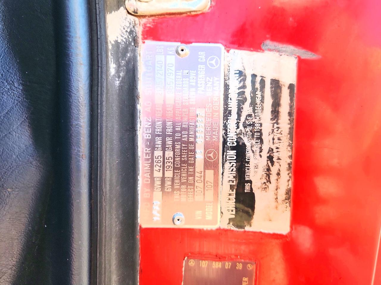 1980 Mercedes-benz Sl Sl450 Red vin: 10704412058527