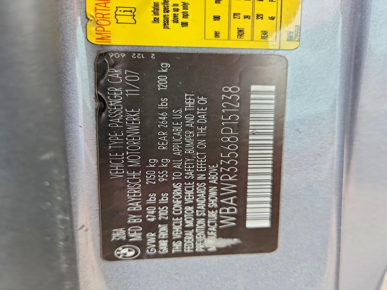 2008 Bmw 328 I Sulev Gray vin: WBAWR33568P151238