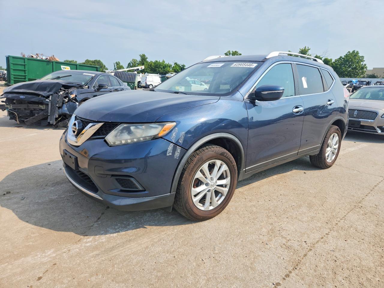 2015 Nissan Rogue Sv Blue vin: KNMAT2MV3FP525633