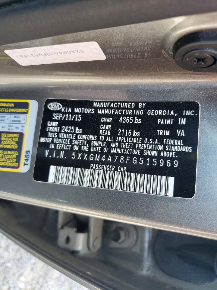 2015 Kia Optima Lx Gray vin: 5XXGM4A78FG515969