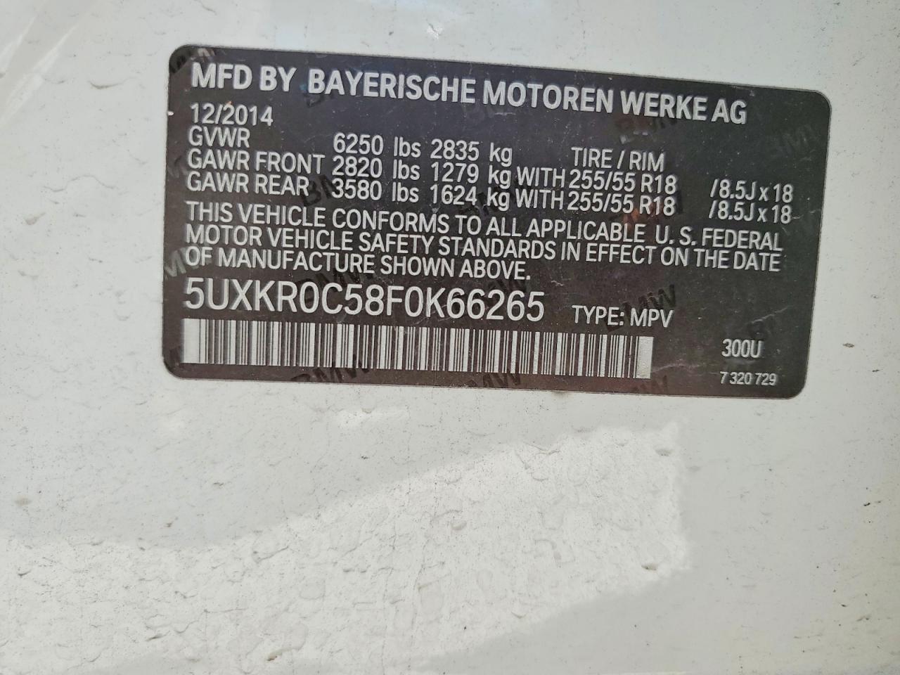 2015 Bmw X5 Xdrive35i White vin: 5UXKR0C58F0K66265
