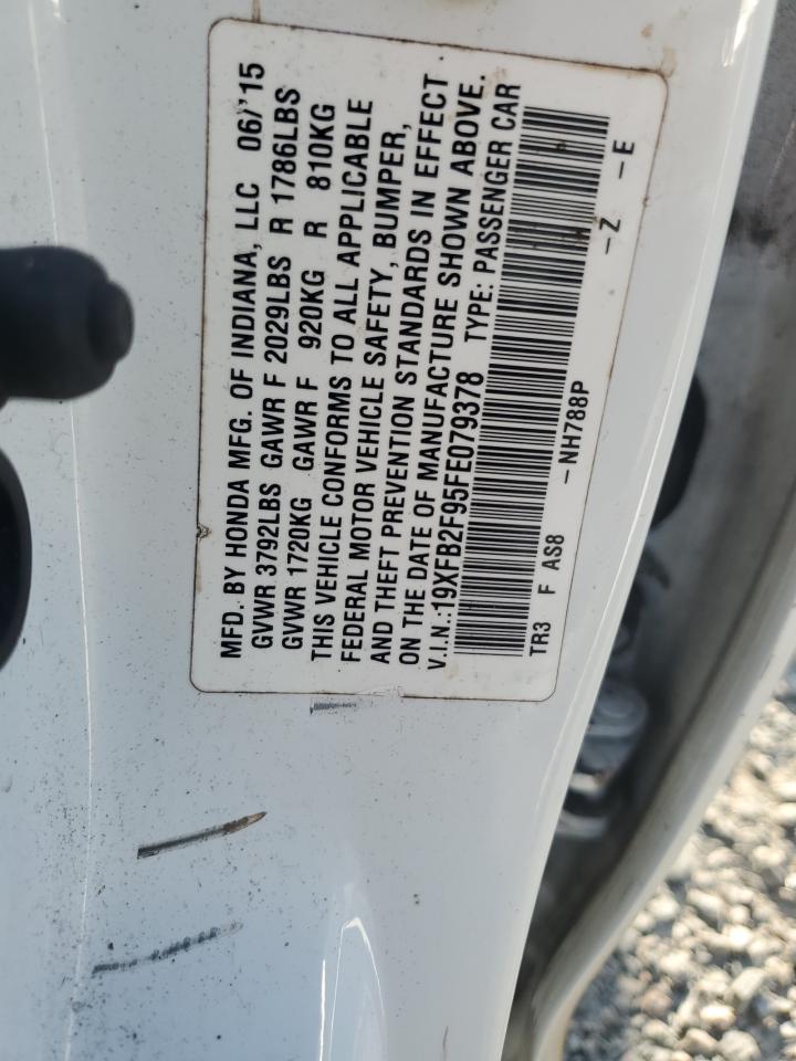 2015 Honda Civic Exl White vin: 19XFB2F95FE079378