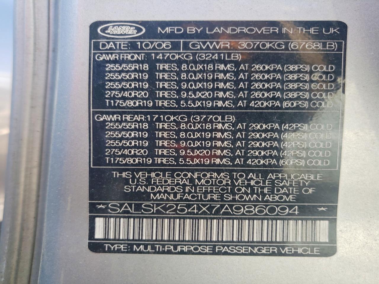 2007 Land Rover Range Rover Sport Hse Silver vin: SALSK254X7A986094