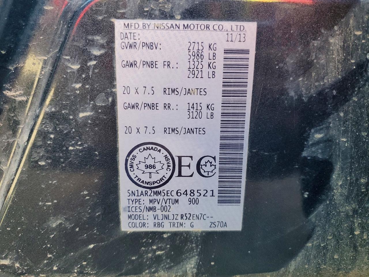 2014 Nissan Pathfinder S Blue vin: 5N1AR2MM5EC648521