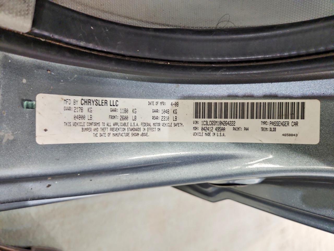 2008 Chrysler Sebring Limited Silver vin: 1C3LC65M18N264222