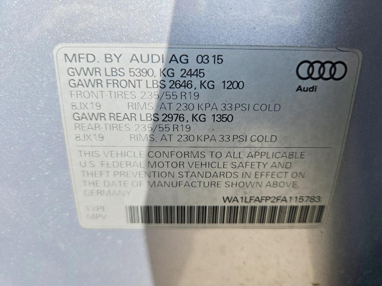 2015 Audi Q5 Premium Plus Silver vin: WA1LFAFP2FA115783
