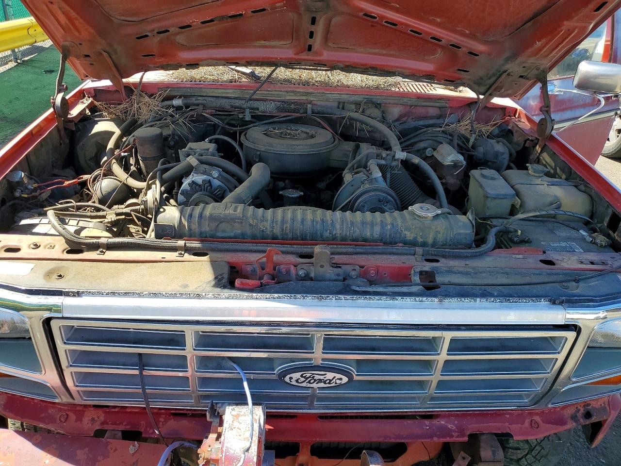 1985 Ford F250 Red vin: 1FTHF2614FPB38556