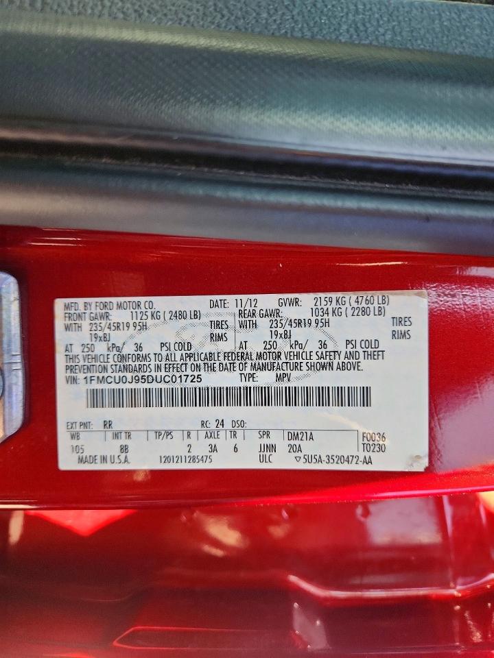 2013 Ford Escape Titanium Red vin: 1FMCU0J95DUC01725