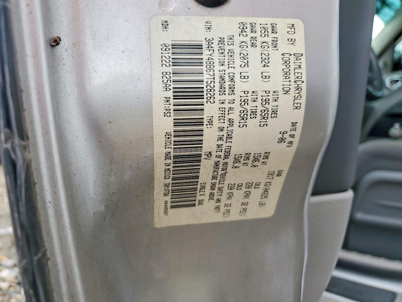 2007 Chrysler Pt Cruiser Silver vin: 3A4FY48B67T528262