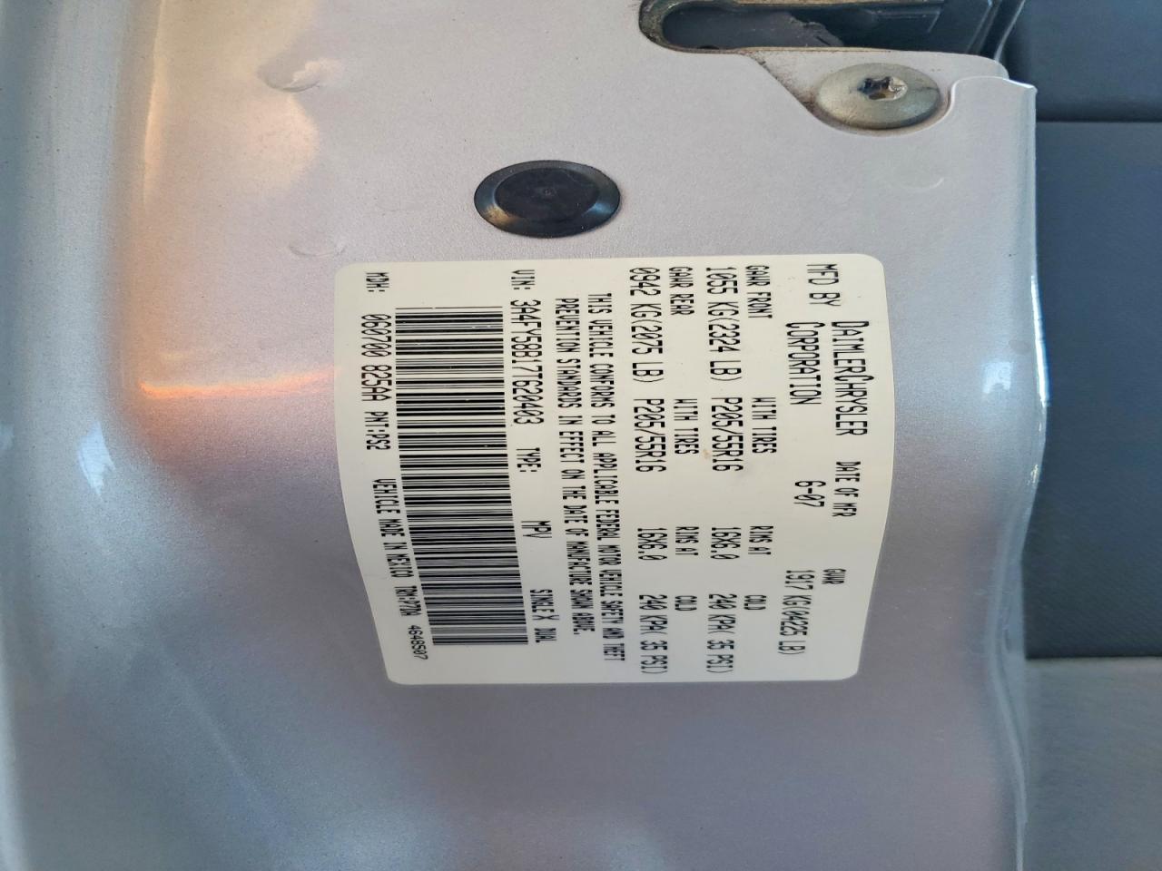 2007 Chrysler Pt Cruiser Touring Silver vin: 3A4FY58B17T620403