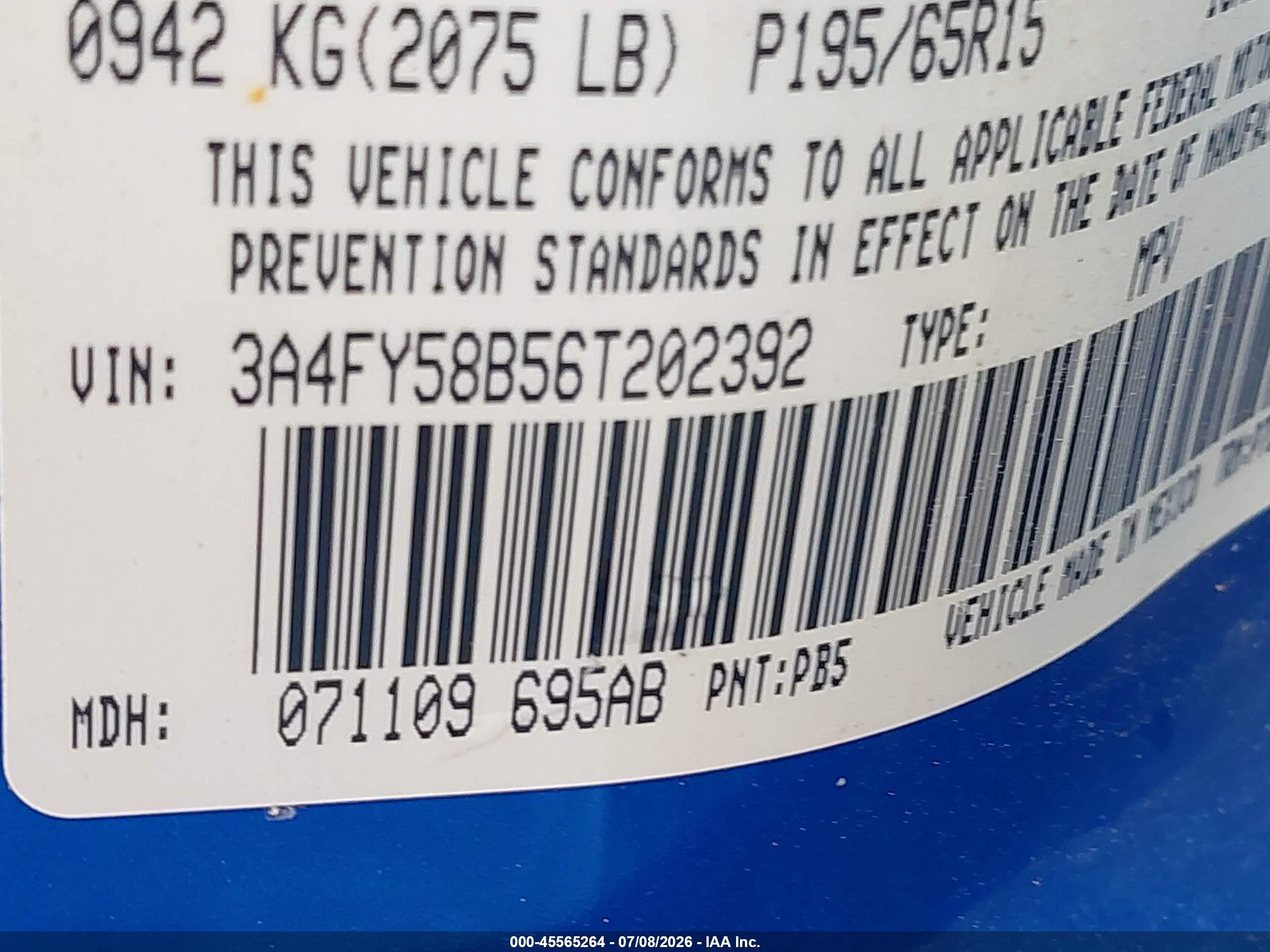 2006 Chrysler Pt Cruiser Touring Blue vin: 3A4FY58B56T202392