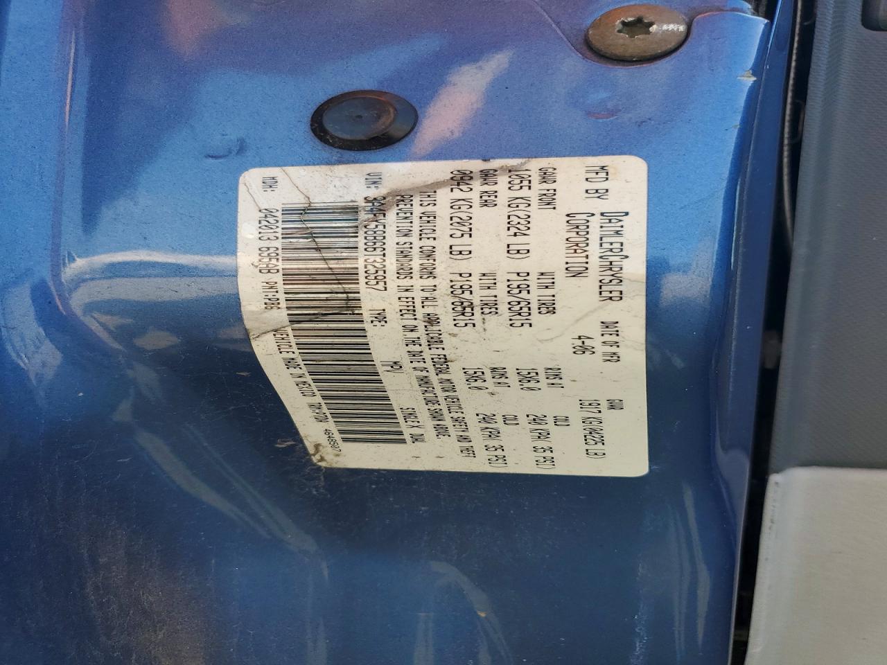 2006 Chrysler Pt Cruiser Touring Blue vin: 3A4FY58B66T325957