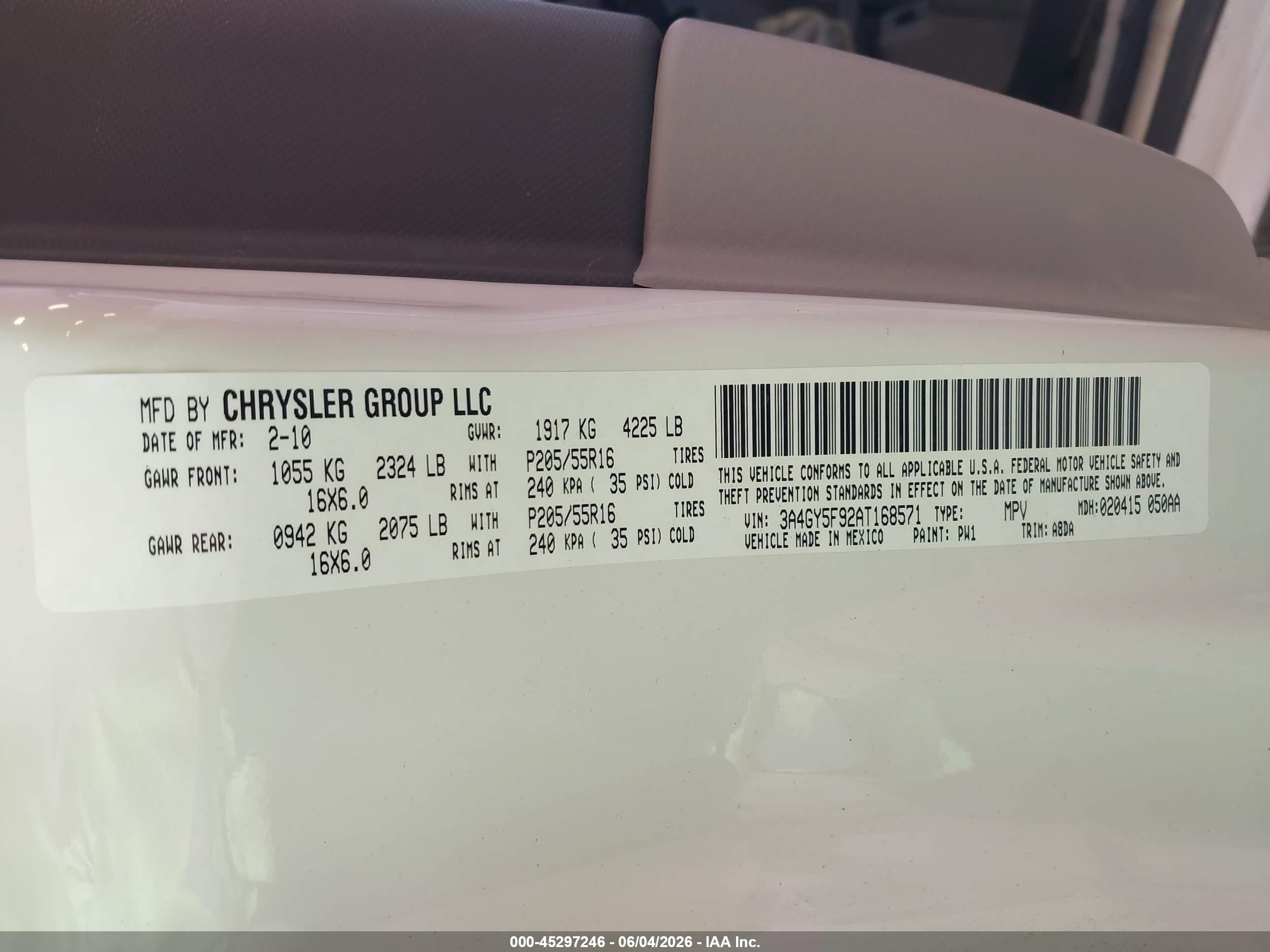 2010 Chrysler Pt Cruiser Classic White vin: 3A4GY5F92AT168571